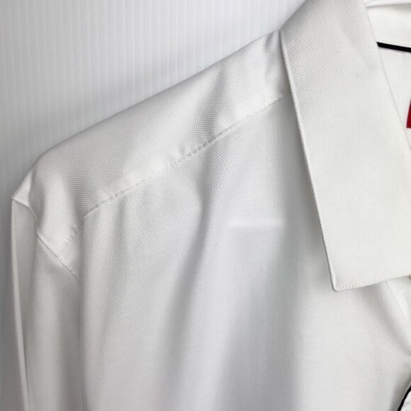 HUGO BOSS HUGO Esmo Extra Slim Fit Contrast Placket White Shirt Size US 17.5 - Picture 8 of 10